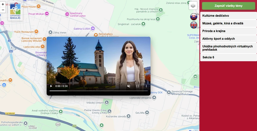 Ukážka: Mapa mesta Liptovský Mikuláš – interaktívna mapa s legendou